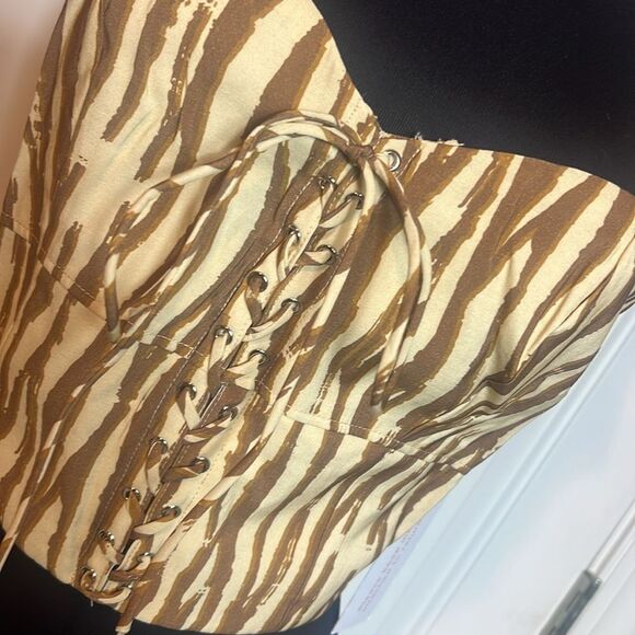 BNWT - BACKYARD ROSES PAXTON BROWN ZEBRA CORSET TOP - Picture 4 of 10